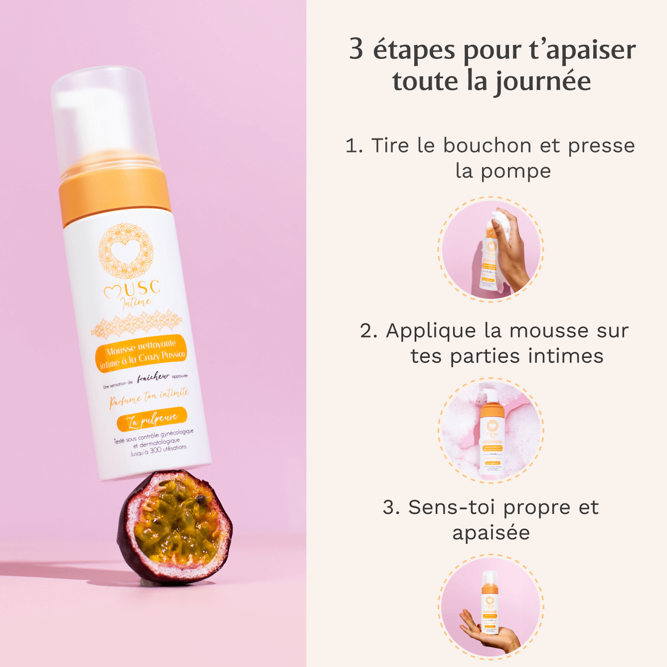 Mousse nettoyante intime à la Crazy Passion - La Pulpeuse (150ml)