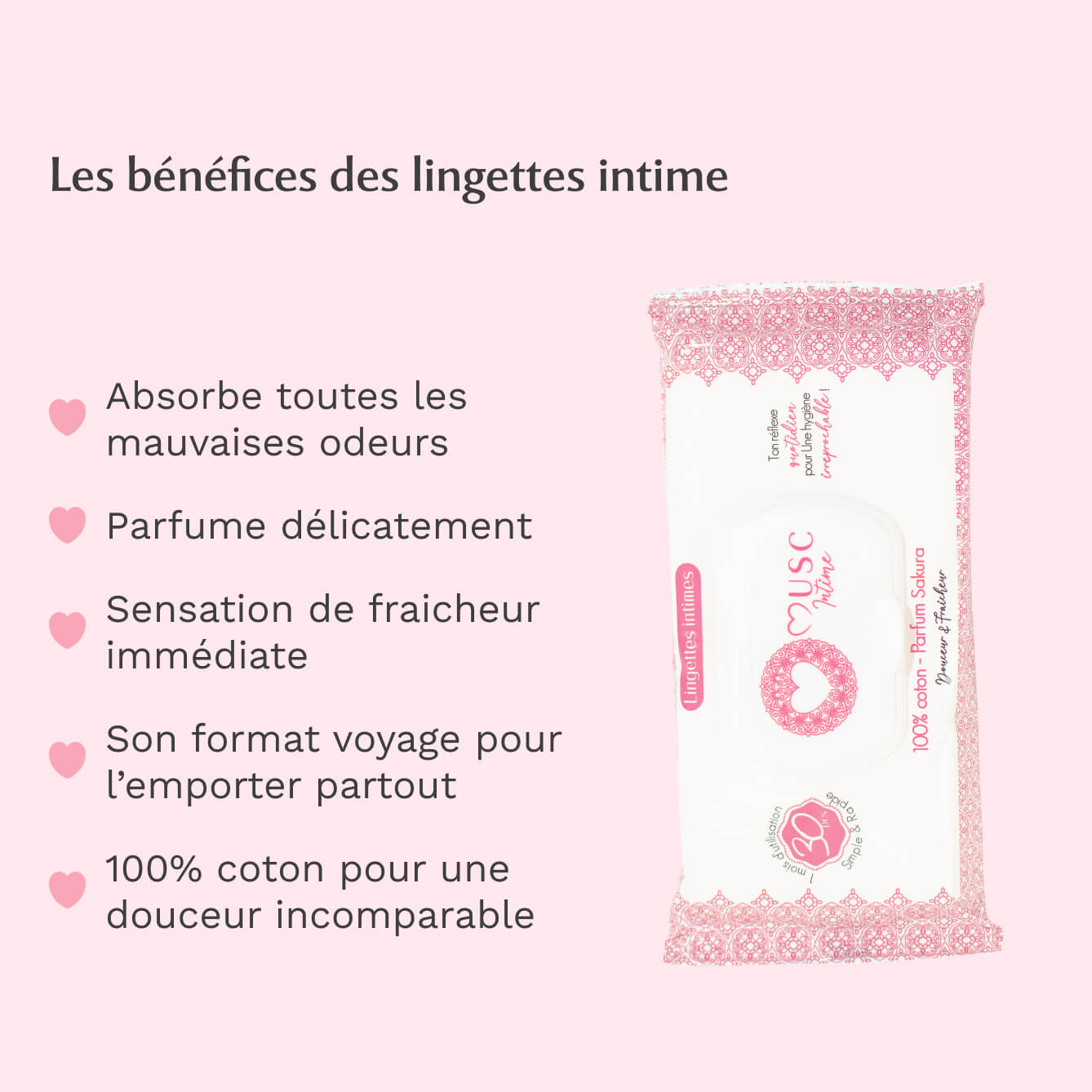 Lingettes toilette intime - Paquet de 30 au Sakura - L'Innocente