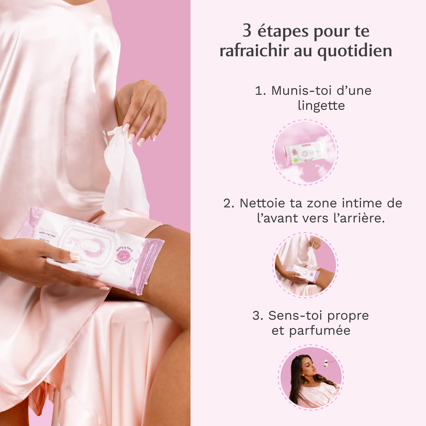 Lingettes toilette Intime au Musc Blanc - Paquet de 30