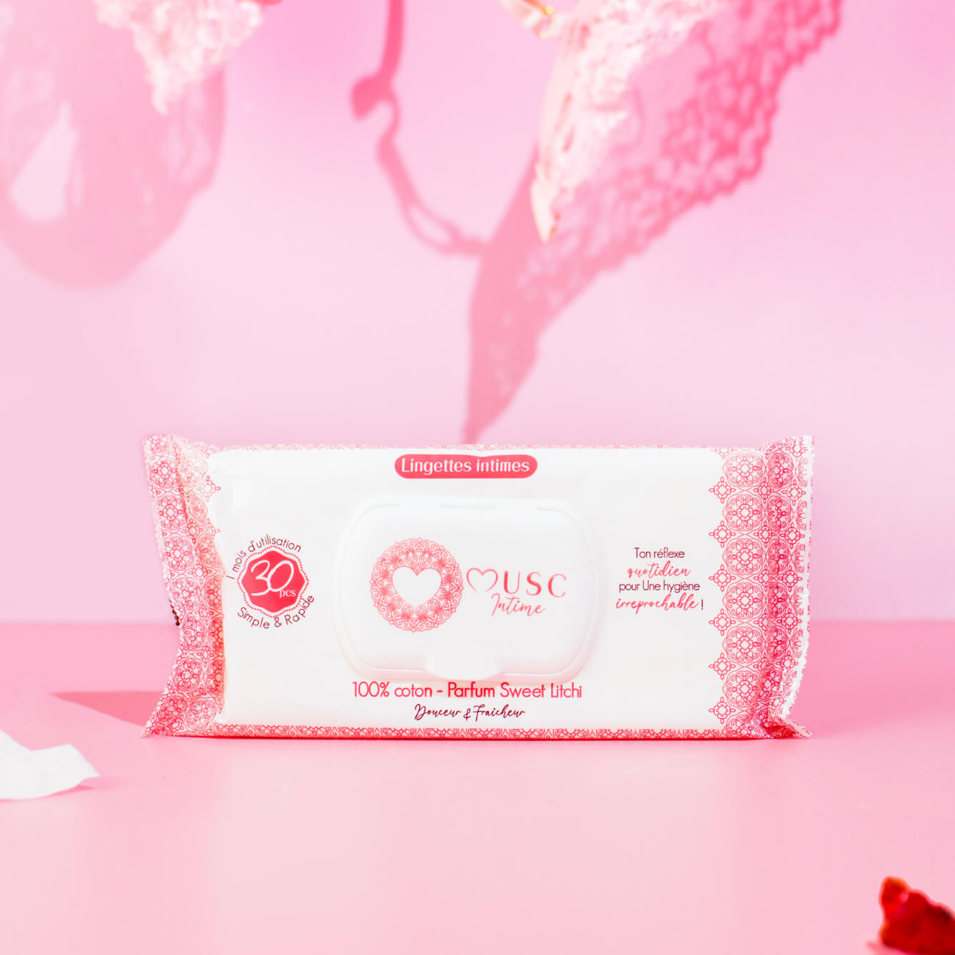 Lingettes toilette intime au Sweet Litchi - La Délicieuse x30
