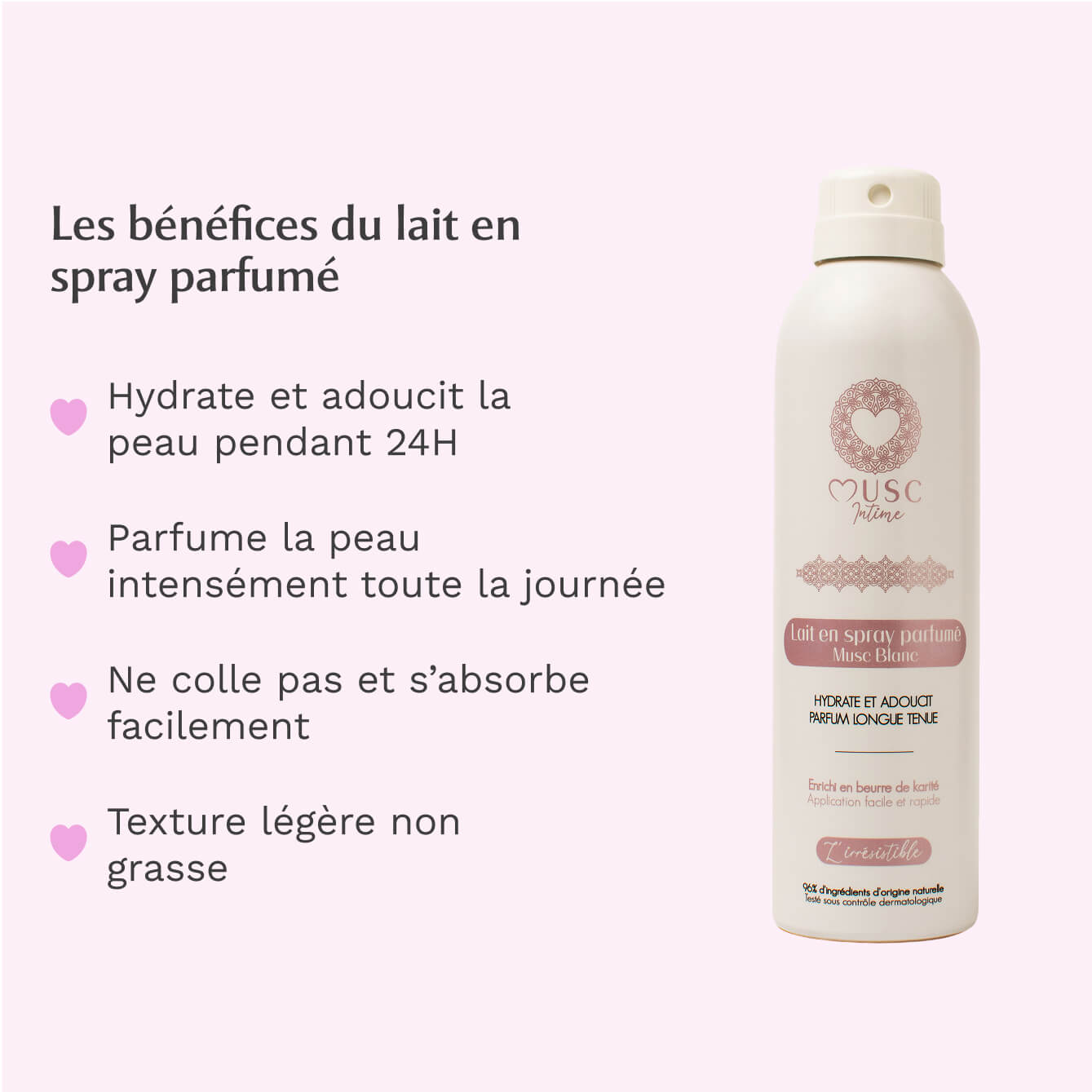 Lait en spray parfumé Musc Blanc - L'Irrésistible