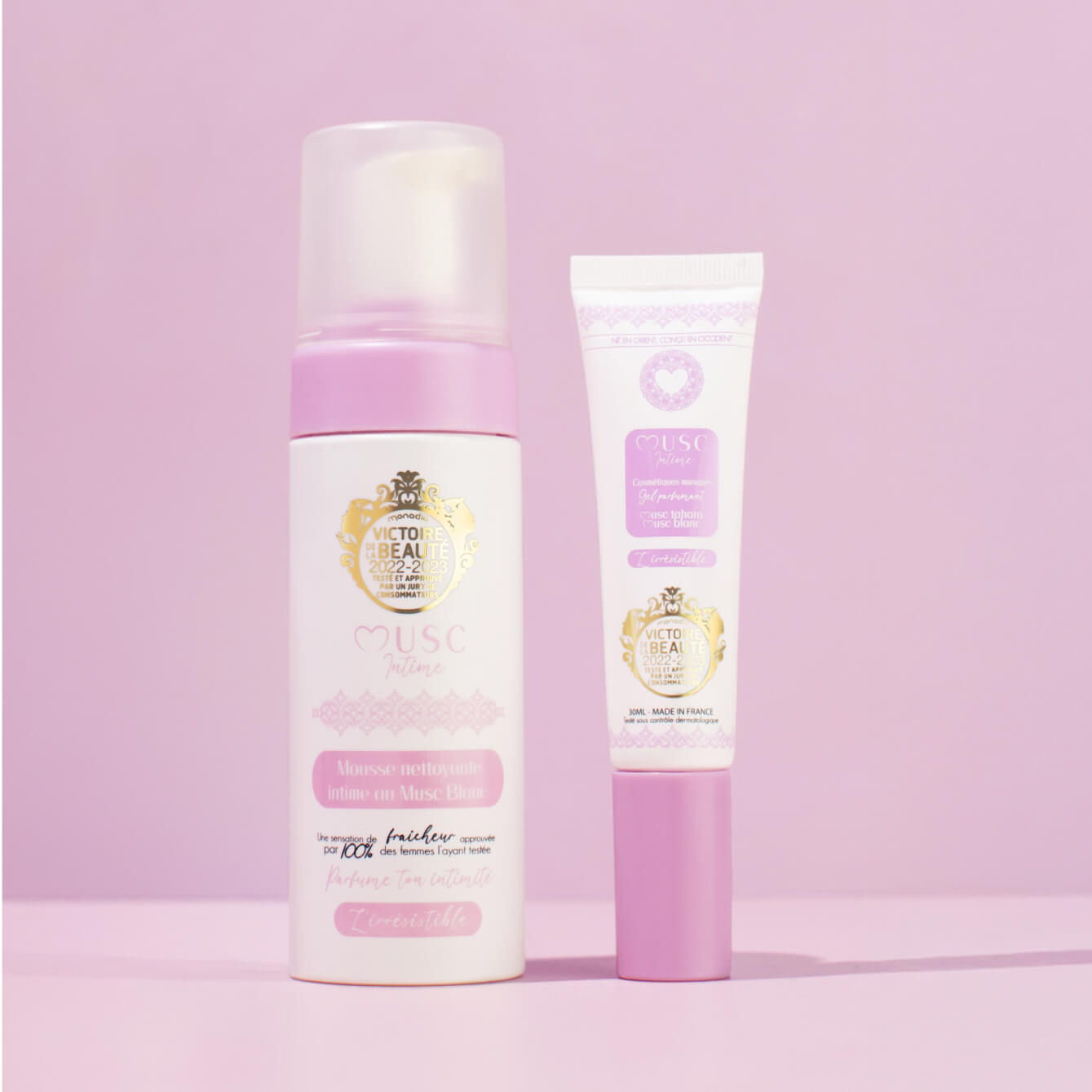 Gel Parfumant + Mousse Nettoyante Musc Blanc