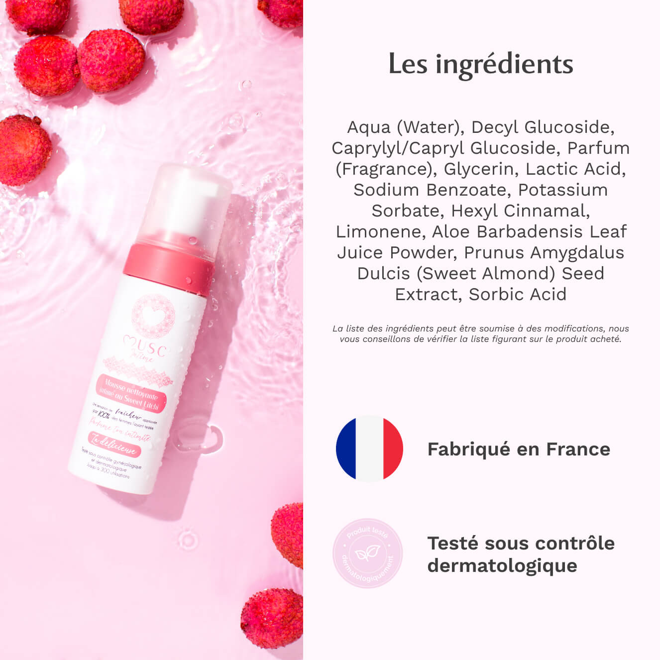 Mousse nettoyante intime au Sweet Litchi - La Délicieuse (150ml)