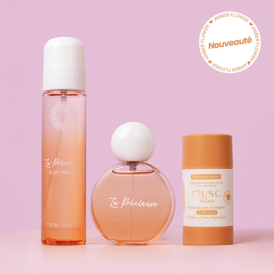 Parfum Corps + Parfum Cheveux + Déo Amber Flower