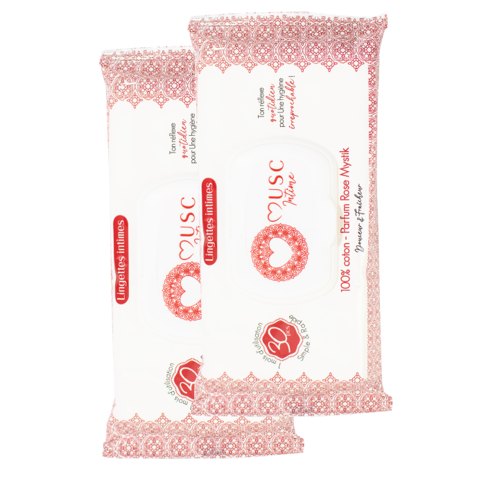 Lingettes toilette intime - Paquet de 30 à la Rose Mystik - L'Envoûtante